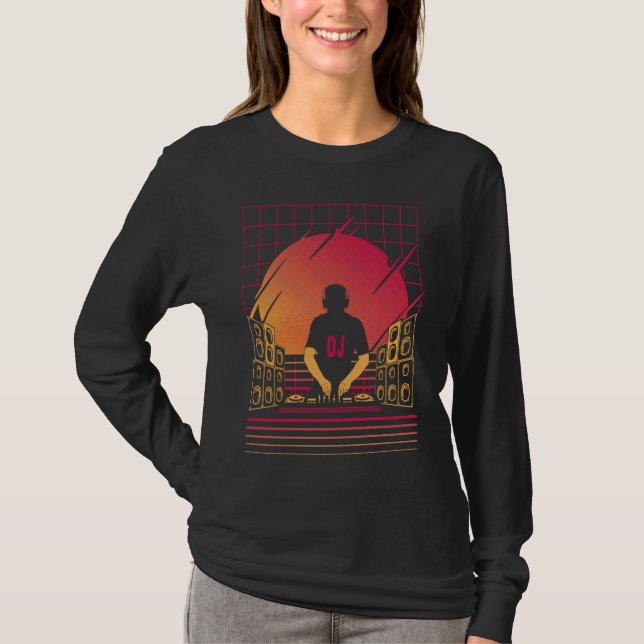 DJ för Manar Graphic Techno Discjockey Disk Jockey T Shirt (Framsida)