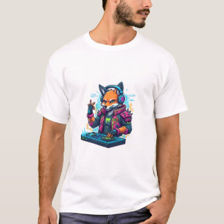 DJ Fox Cartoon Cool White Tshirt For Men | Adults T Shirt
