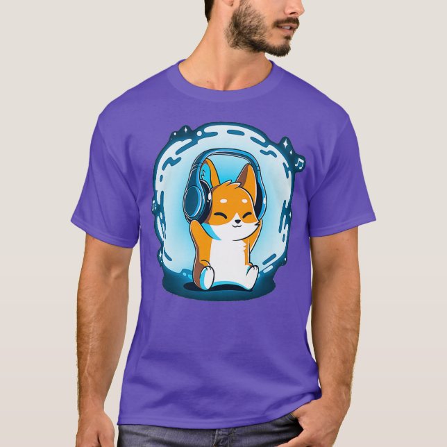 Dj Fox-hörlurar Music Premium T Shirt (Framsida)