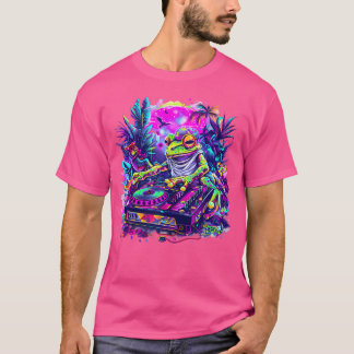 Dj Frog Dance Music Edm Dj Toad Colorful Turntabl T Shirt