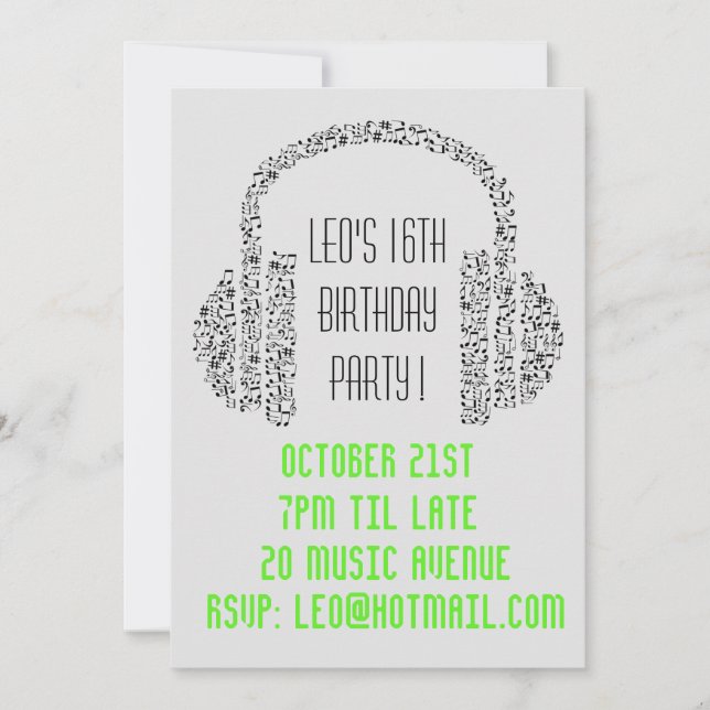 DJ funky coola musik tonårspojkar födelsedagsfest Inbjudningar (Framsida)