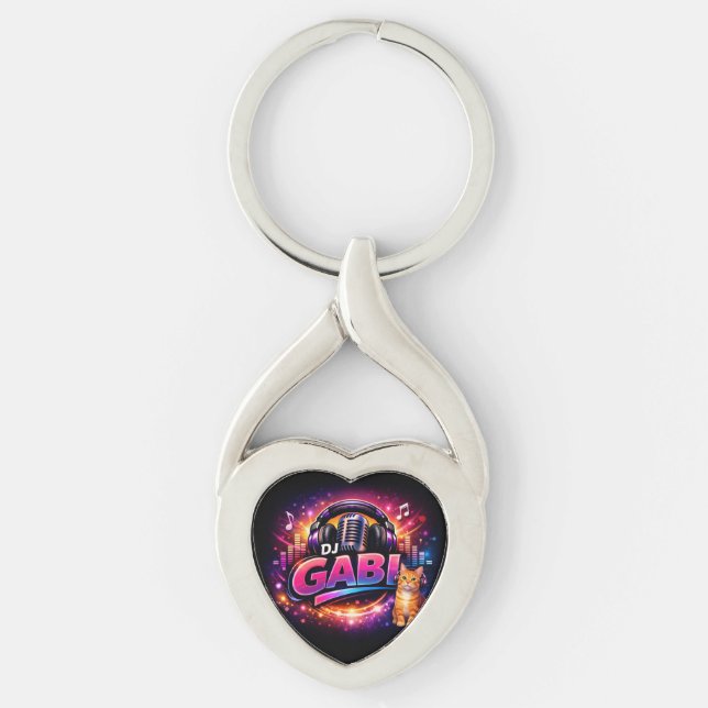 DJ GABI 2 TWISTED HEART SILVERFÄRGAD NYCKELRING (Framsidan)