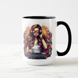 Dj Girl Vibrant Illustration Mugg