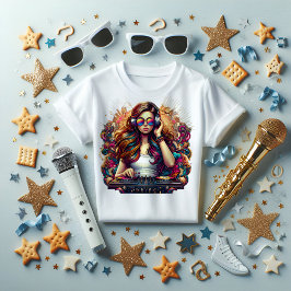 Dj Girl Vibrant Illustration T Shirt