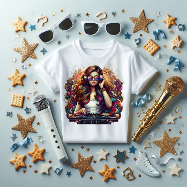 Dj Girl Vibrant Illustration T Shirt (Skapare uppladdad)