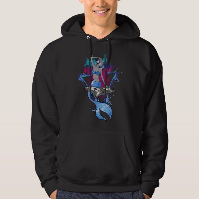 DJ Girl With Headphones Mixer Cute Aesthetic DJ Me Hoodie (Framsida)