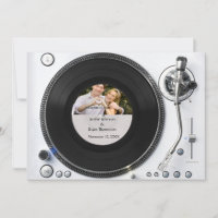 DJ grammofon foto bröllopsinbjudan