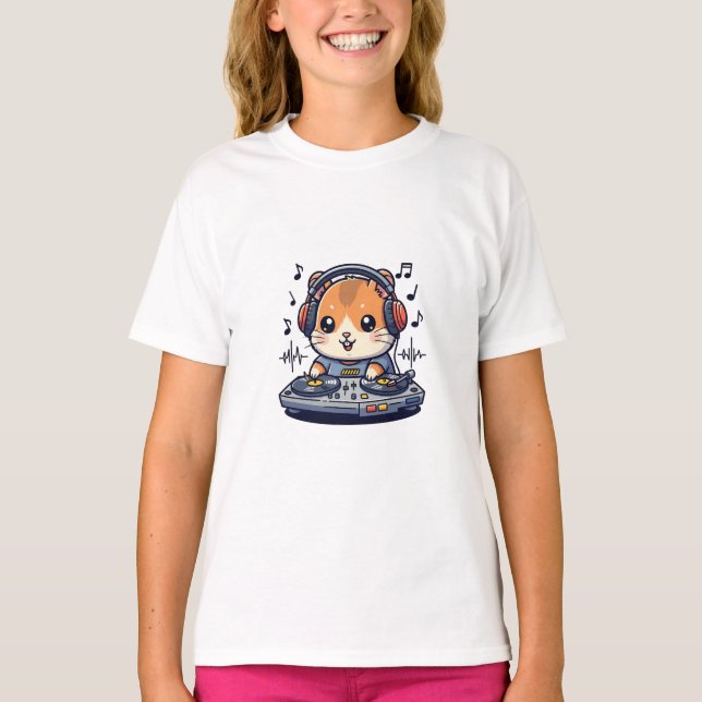 DJ Hamster Mixar Beats Musik Barn T Shirt (Framsida)