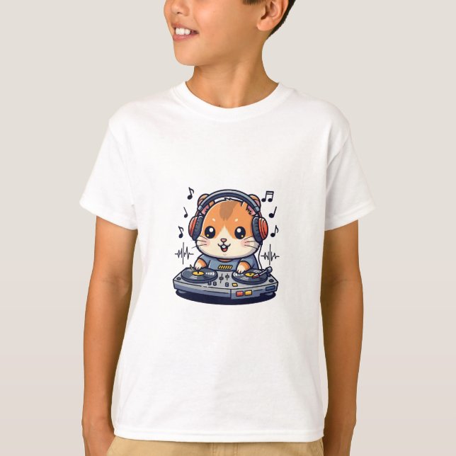 DJ Hamster Mixar Musik Beats Barn T Shirt (Framsida)
