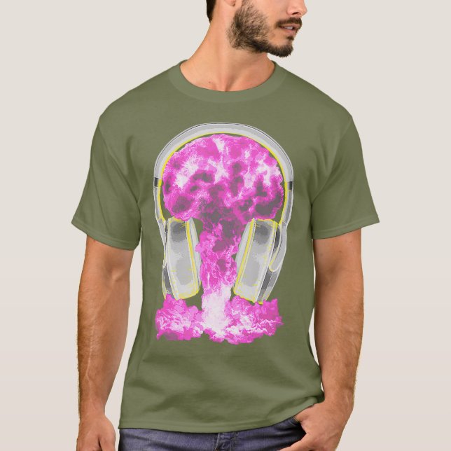 DJ Headphone Atomic Bomb - Coola Disk Jockey EDM T Shirt (Framsida)
