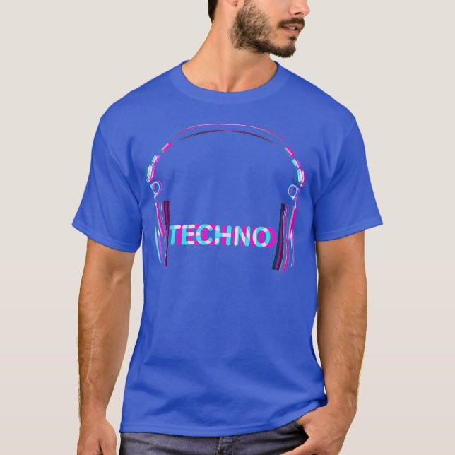 DJ Headphone techno musik disco festival T Shirt (Framsida)