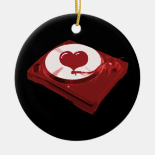 DJ Heart Turntable Julgransprydnad Keramik