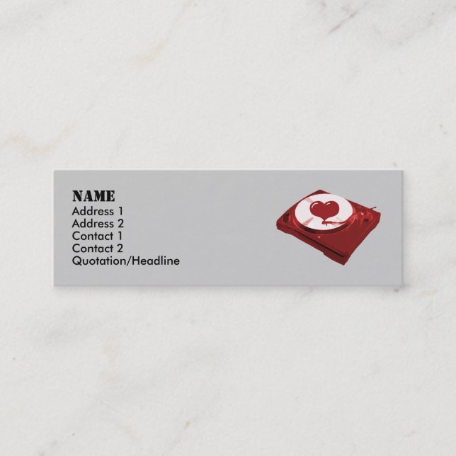 DJ Heart Turntable Profile Cards Mini Visitkort (Framsida)