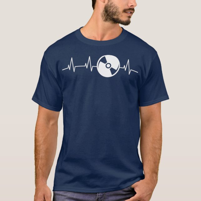 DJ Heartslag Electronic Music Vinyl Turntable T Shirt (Framsida)
