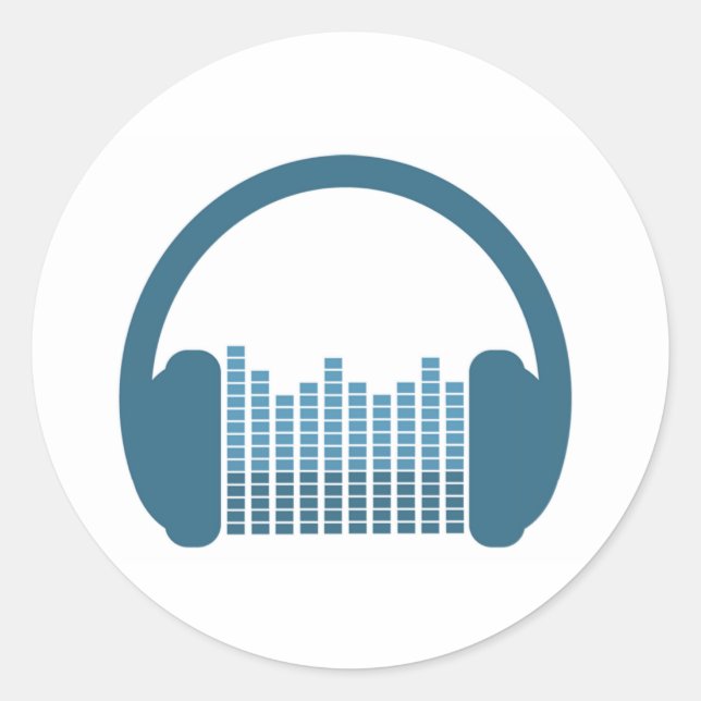 Dj-hörlurar, DJ-logotyp Runt Klistermärke (Framsida)