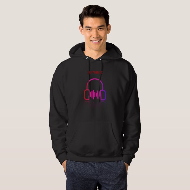 DJ-hörlurar Hoodie (Hel framsida)