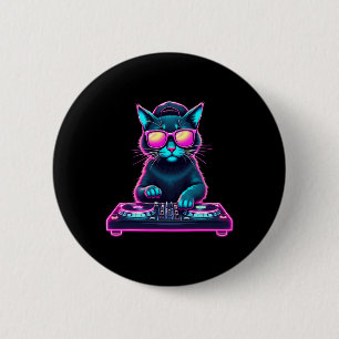 Dj House Cat Rainbow Dj Cat Kattunge Knapp