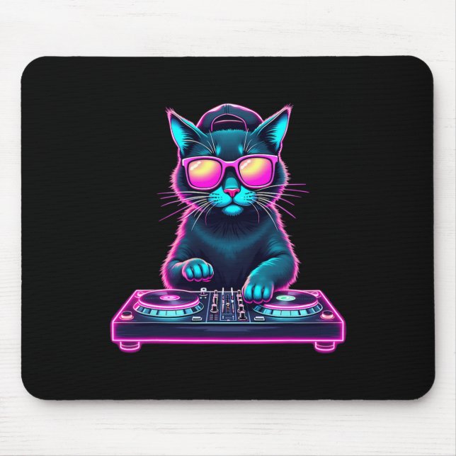 Dj House Cat Rainbow Dj Cat Kattunge Musmatta (Framsidan)