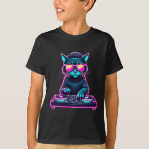 Dj House Cat Rainbow Dj Cat Kattunge T Shirt