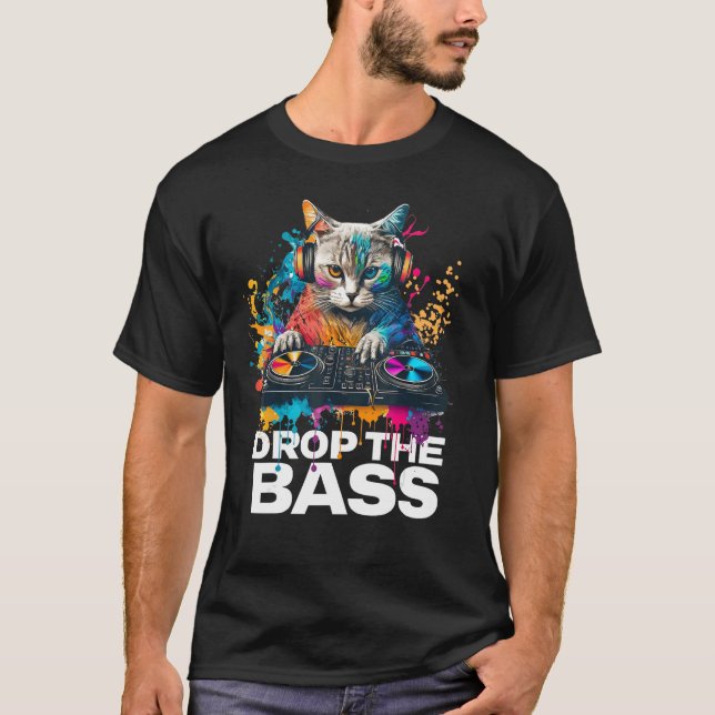 DJ Katt EDM Rave Kläder Vaporwave Kläder Dub Tec T Shirt (Framsida)