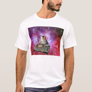 Dj-katt i utrymme t-shirt