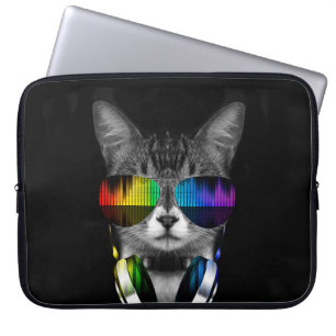 DJ-katt med solglasögon och hörlurar Laptop Fodral