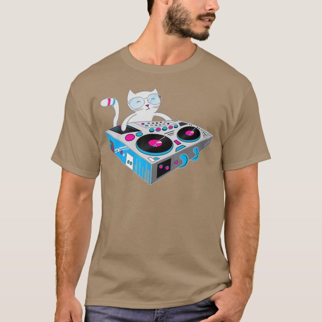 DJ Kattunge Shirt Funny Cat Tee Disco DJ Kitten T (Framsida)