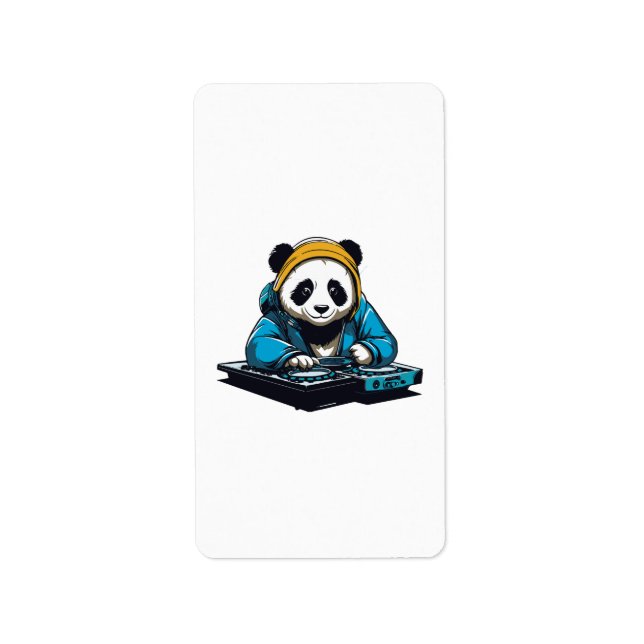DJ Kawaii Panda Adressetikett (Framsidan)
