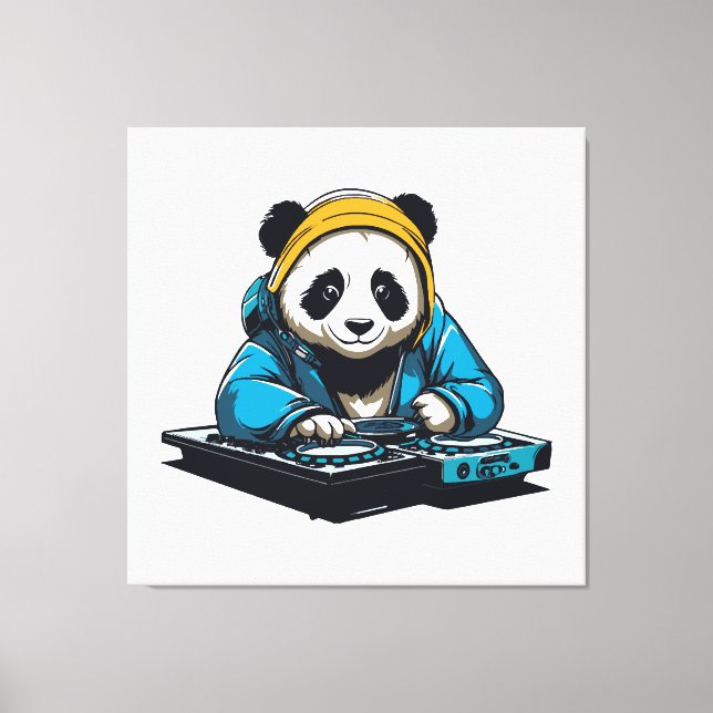 DJ Kawaii Panda Canvastryck (Framsida)