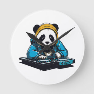 DJ Kawaii Panda Rund Klocka