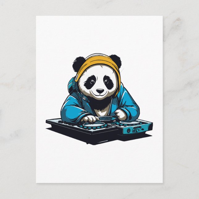 DJ Kawaii Panda Vykort (Framsida)