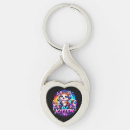 DJ KITTEN 2 TWISTED HEART SILVERFÄRGAD NYCKELRING