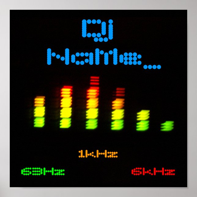 Dj Lägg till ditt namn Anpassningsbar Equalizer Pu Poster (Framsidan)