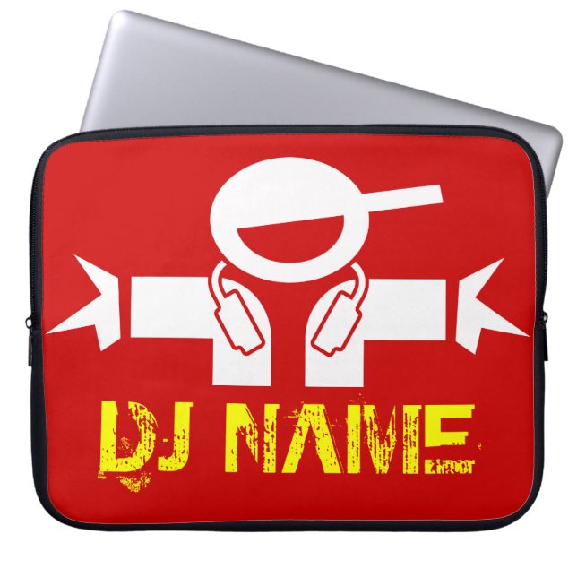 Dj-laptop sleeve med beställnings- deejaynamn (Framsidan)