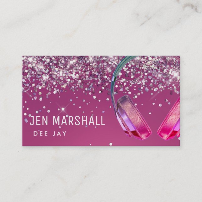DJ lila-hörlurar Visitkort (Framsida)