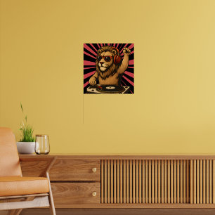 DJ Lion – Cool Retro Style Musik Art Poster