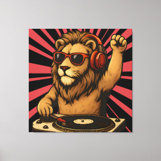 DJ Lion – Cool Retro Style Musikkonst Canvastryck