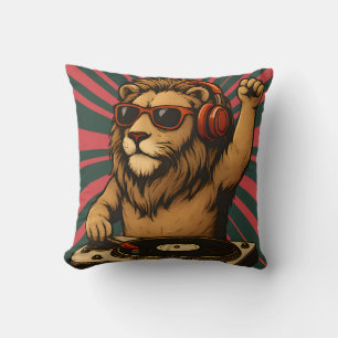 DJ Lion – Cool Retro Style Musikkonst Kudde