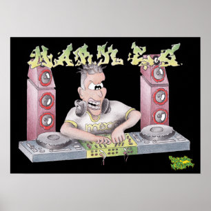 DJ markerar för grafittitecknad för E.G. Poster