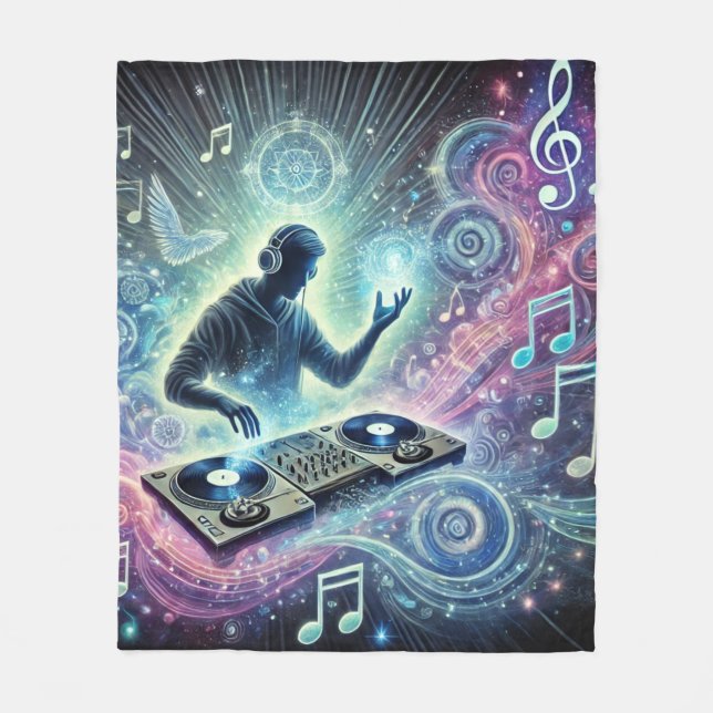 DJ med bakgrund Fleece Blanket (Framsidan)