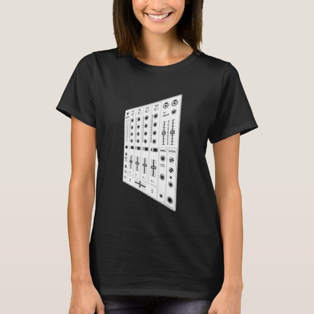 DJ Mixer Knobs Disk Jockey Synthesizers Musician M T Shirt (Framsida)