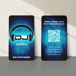 DJ Modern Blue-Affärskort med QR-kod Visitkort