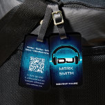 DJ Modern Blue Luggage Tag med QR-kod Bagagebricka<br><div class="desc">Den här bagagetaggen är en perfekt för Freelance DJ. Med QR-koden på baksidan,  som ett affärskort,  låt bara dina klienter söka igenom koden för att få kontaktinformation.</div>