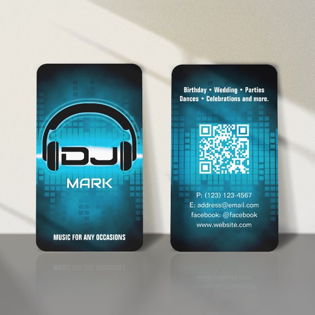 DJ Modern Himlar Blue-Affärskort med QR-kod Visitkort (Skapare uppladdad)