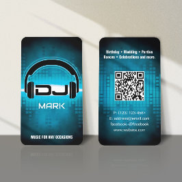 DJ Modern Himlar Blue-Affärskort med QR-kod Visitkort