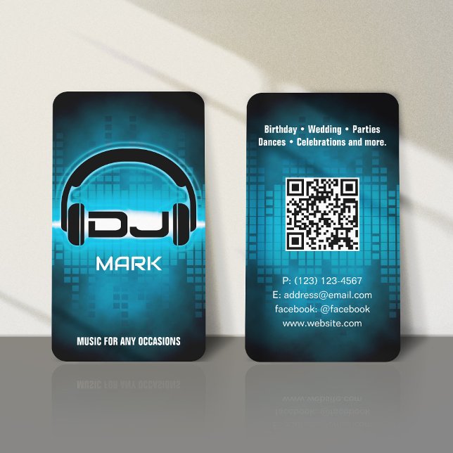 DJ Modern Himlar Blue-Affärskort med QR-kod Visitkort (Skapare uppladdad)