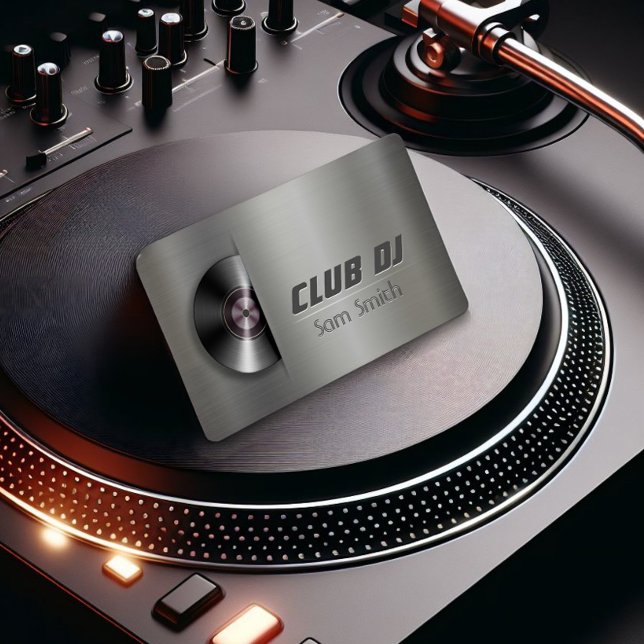 DJ Modern Metalic Snyggt Vinyl Recder Mixer Visitkort (Skapare uppladdad)