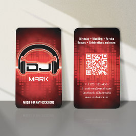DJ Modern RED-Affärskort med QR-kod Visitkort