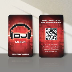 DJ Modern RED-Affärskort med QR-kod Visitkort