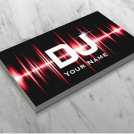 DJ Modern Red Beats Professionell Deejay Music Visitkort